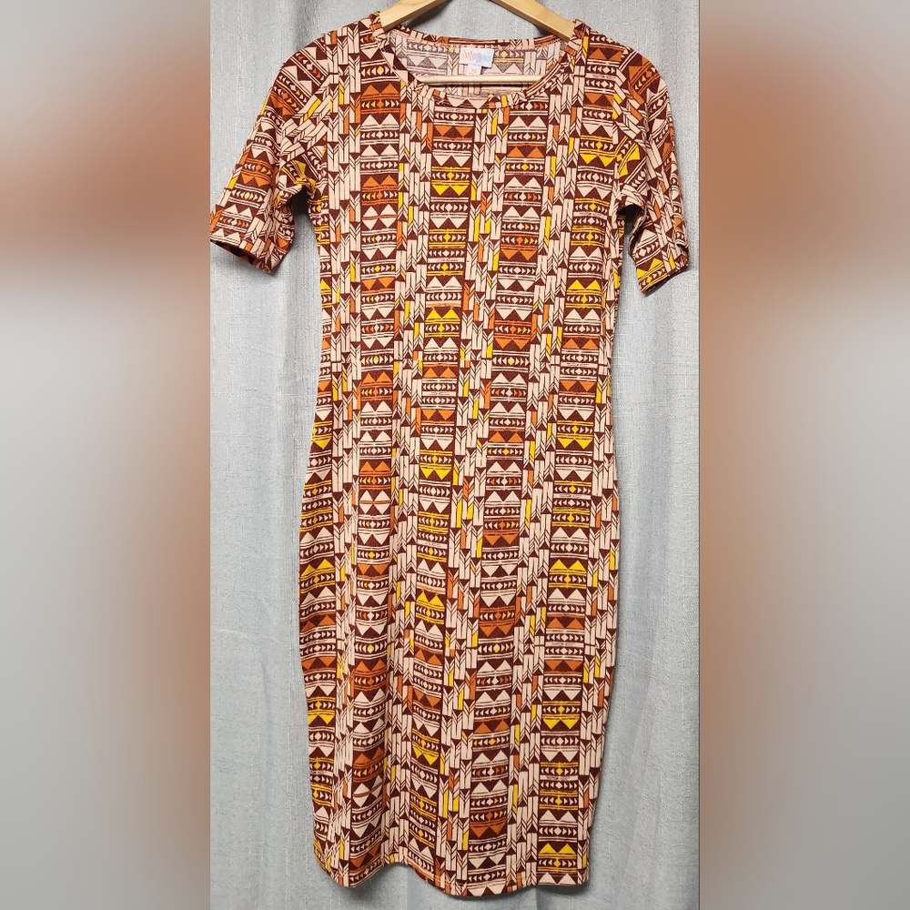 LuLaRoe Patterned Short-sleeve Dress- Women's Size XS